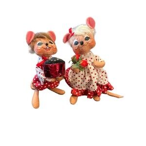 2011 VALENTINES DAY Sweetheart Boy & Girl SET ANNALEE Dolls 6" Mouse Mice Roses